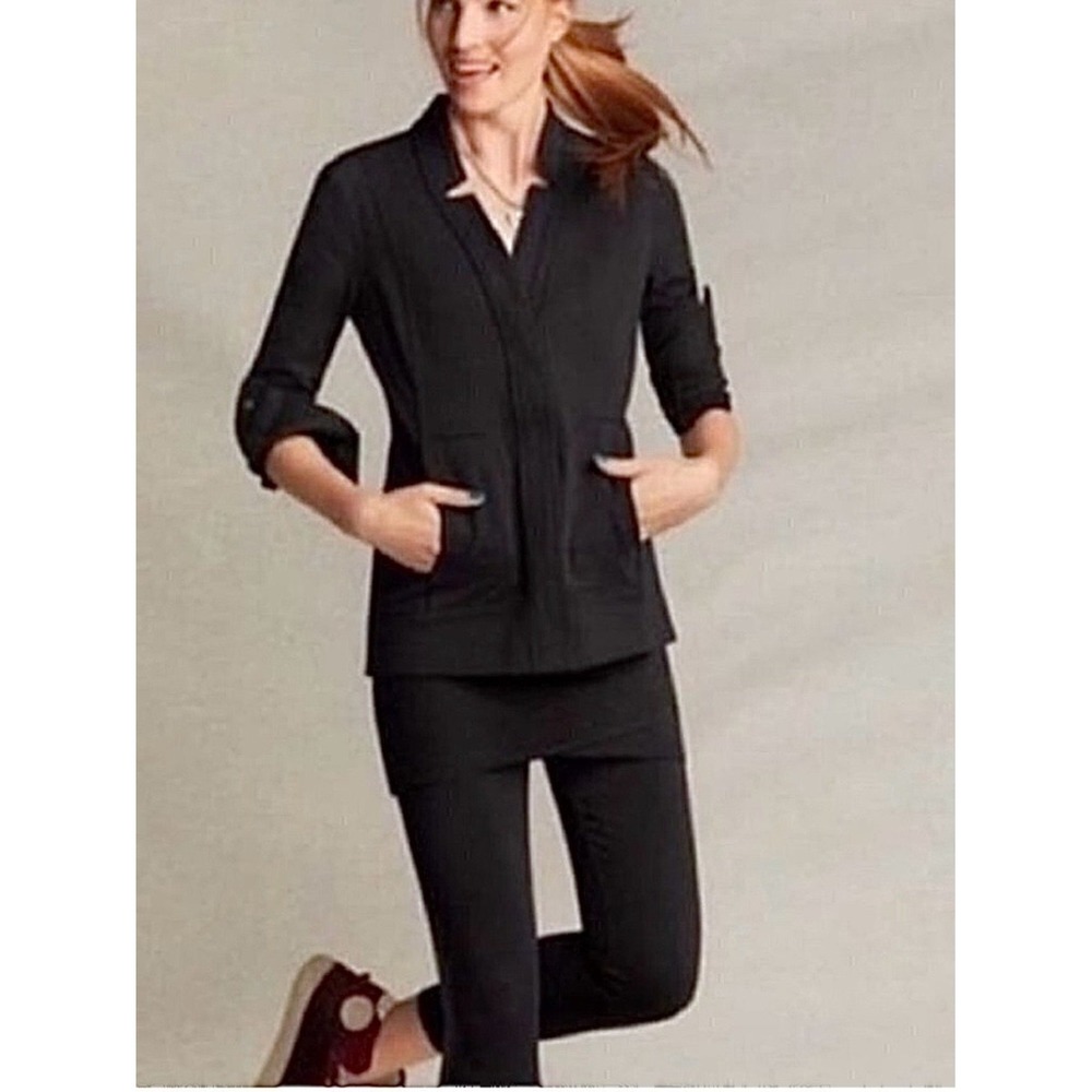 Cabi Black Around The Clock Full Zip Jacket 5480 Notched Collar Knit Blazer M
